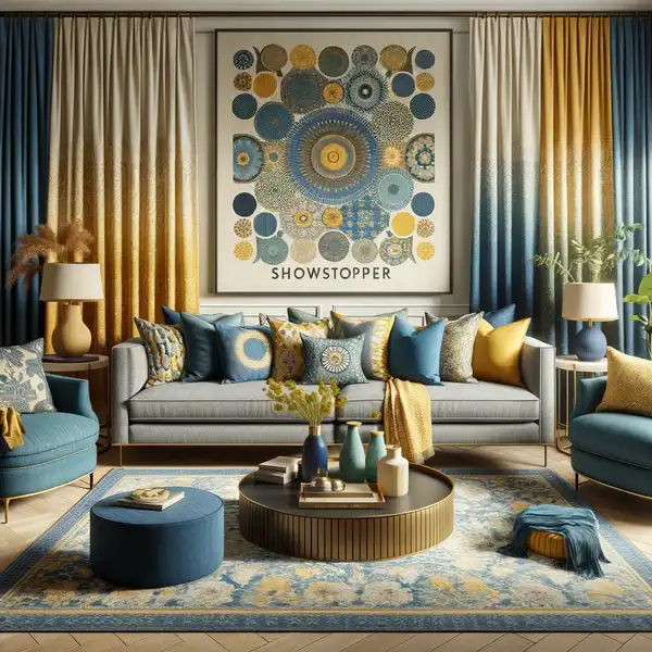 6. A living room with fabrics that complement a showstopper fabric
