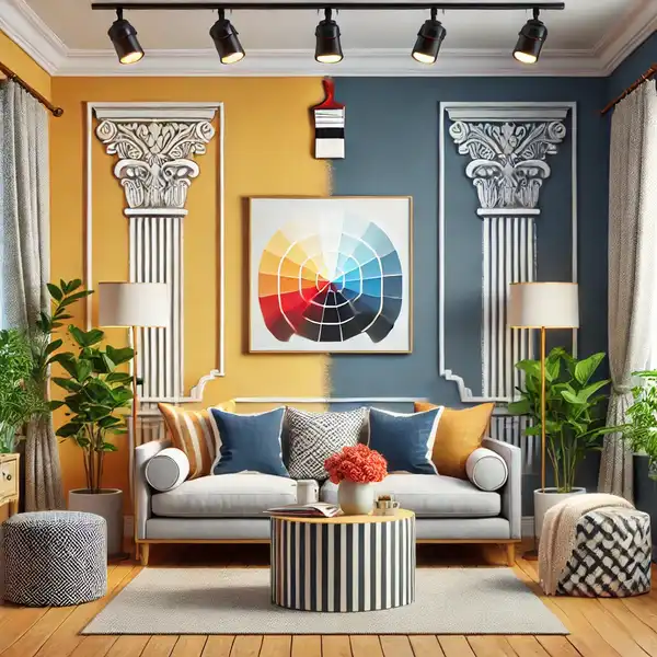A living room showing the interior design mistake of choosing paint first before matching fabrics